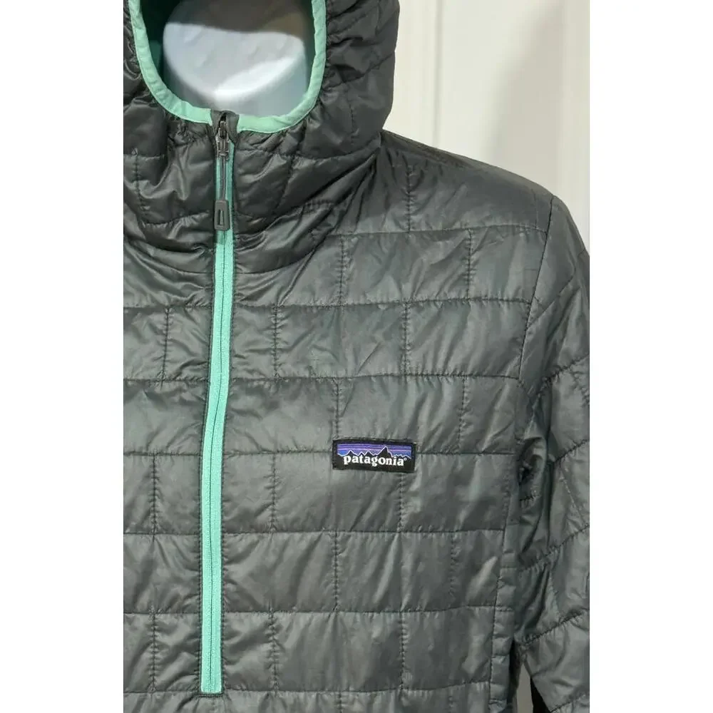 Women's Medium Patagonia Nano Puff 1/2 Zip Bivy Hooded Regen Green Jacket READ!! - Picture 2 of 7